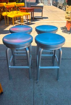 Crate and barrel aluminum swivel barstools