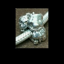 NEW Authentic Chamilia Disney Winnie-the-Pooh Piglet with Flowers Charm Bead.  Sterling Silver.   Hallmarked DISN & 925.  90% of Chamilia charms fit P