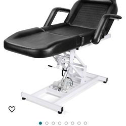 Salon Style Electric Black Massage Tattoo Table Beauty Bed Chair with Motorized Reclinable Height Power Lift Salon Studio Equipment