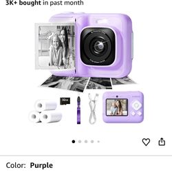 Kids Camera, 1080P Instant Digital Print Camera for Kids, Christmas Birthday Gifts for 4 5 6 7 8 9 10 Year Old Girls Boys, Portable Toy with 32GB SD C