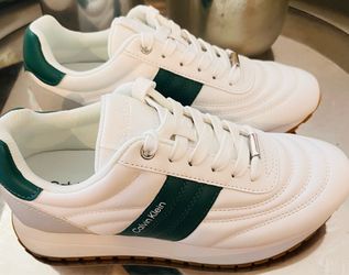 Calvin Klein White Green Stripe Sneakers
