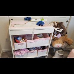 White Changing Table Pink