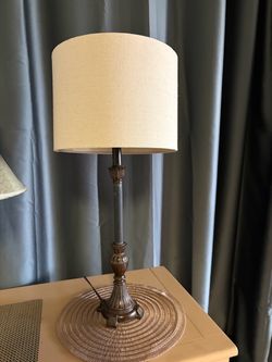 Bronze Table Lamp with Drum Shade