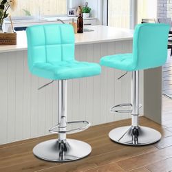 Swivel Adjustable Height PU Leather Bar Stool Set