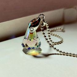 Handmade Swarovski Crystals Charm W/Sterling Silver Plated Chain
