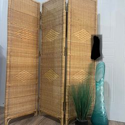3 folds screen Bamboo rattan room space divider home privacy