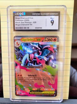 Pokemon Graded Slab 2026 POKEMON MEP EN-ME MEGA CHARIZARD TIN #029 MEGA CHARIZARD X EX PSA 9
