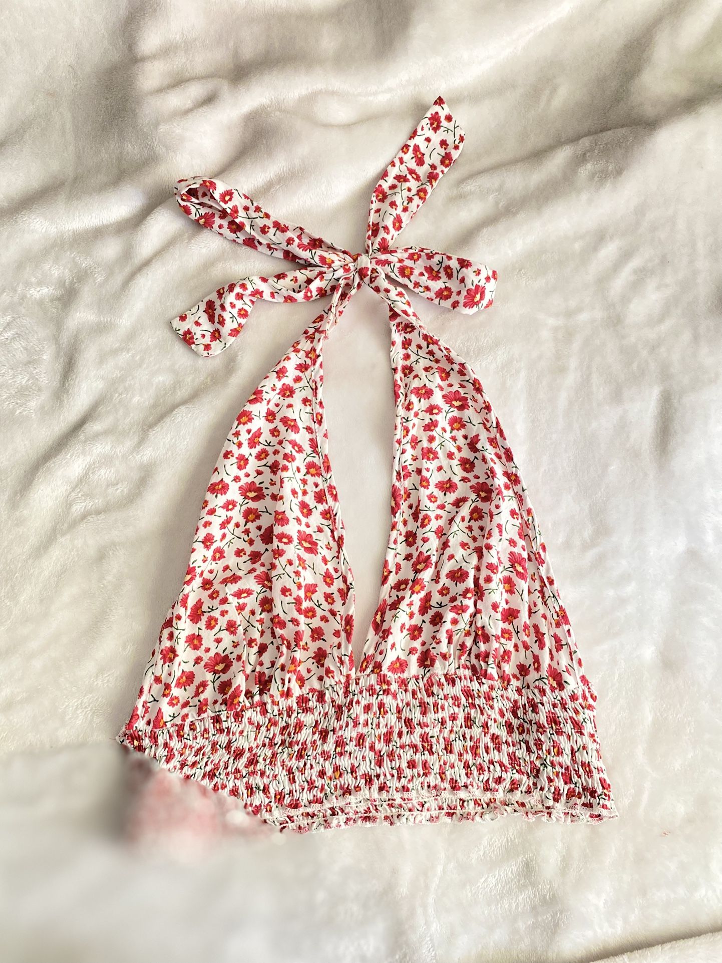 Red Floral Halter Top