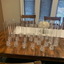 Glass Hurricane Candle Holders 