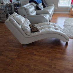 White Leather Lounge Chair $250 Obo