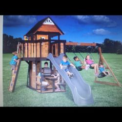 New  Canyon Creek Playset / Swing Set In Boxes. Grey Slide