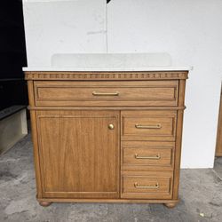 36” Bathroom Vanity In Brown Wood Color 