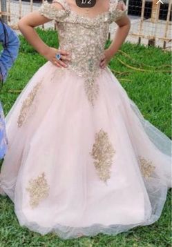 Pink and Gold Ball Gown Quinceañera Dress