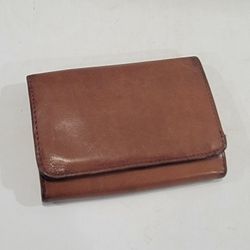 Vintage Light Brown Genuine Leather Wallet with Gold Colored Accents