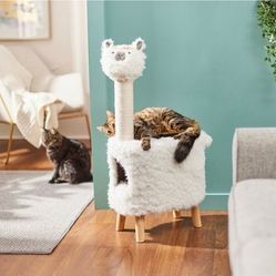 Llama scratching post, a private condo and a perch at the top.
17.71 x 12.2 x 35.82 inches
Cushion inside the condo is reversible, removable and machi
