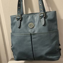 Relic By Fossil Baby Blue Large Tote Purse 13”X13”X3 1/2” Depth Good Condition