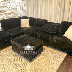 New-in-Box Fluffy Sectional + Storage Ottoman 