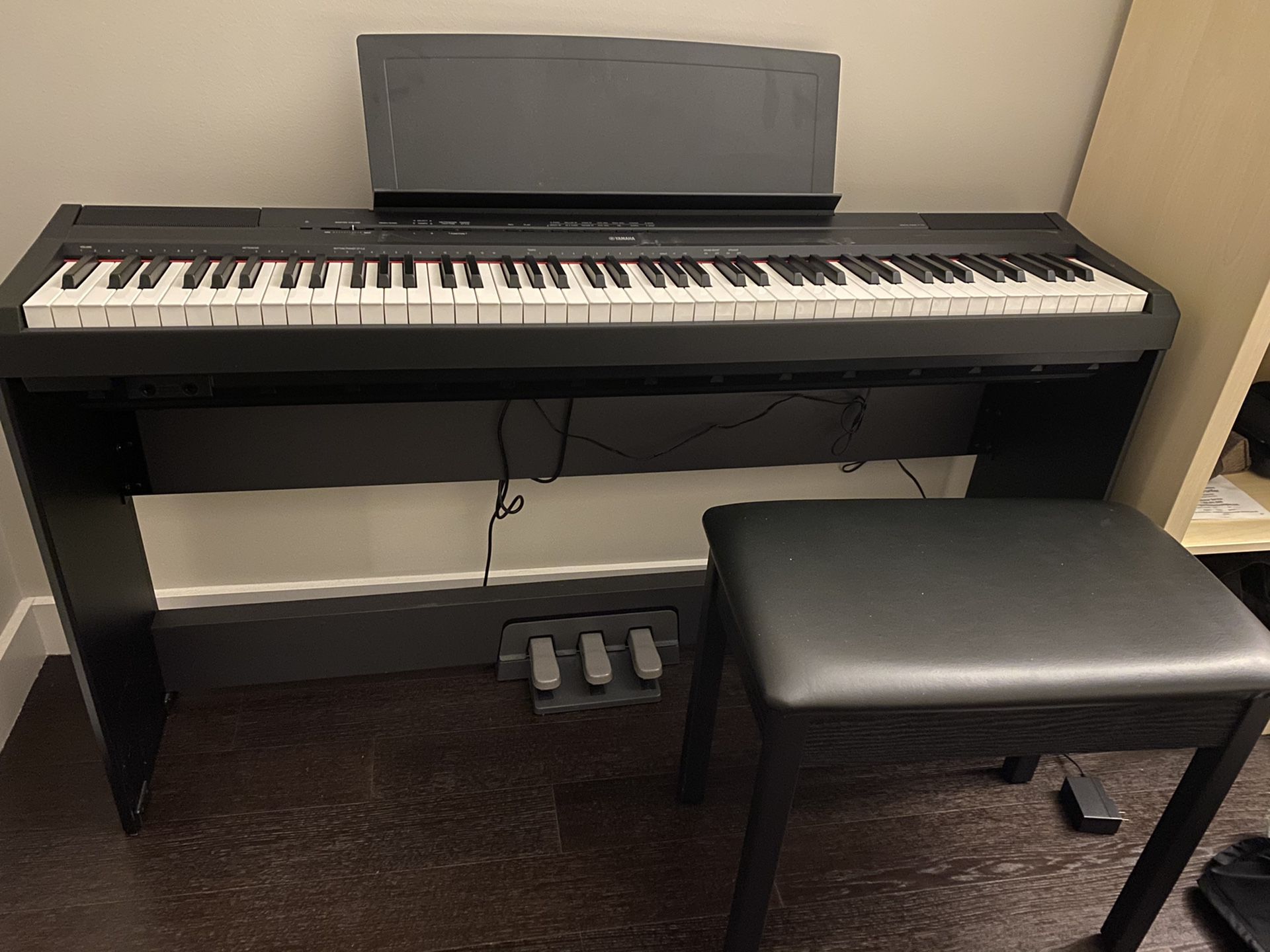 Yamaha P-115 Digital Piano - Black complete home bundle