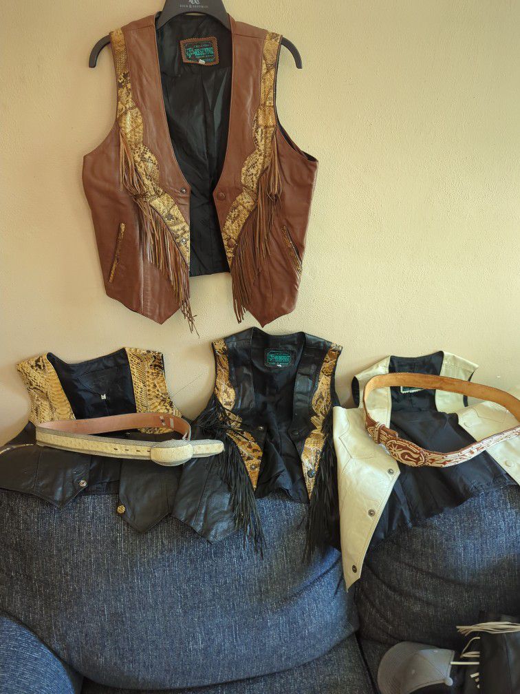 5 Rodeo Vests , Real Leather Size 42 &40.   Best Offer