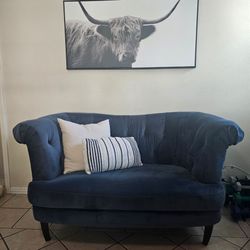 Navy Blue Velvet  Loveseat