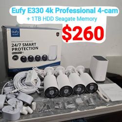 Eufy Security eufyCam E330 4K Professional Outdoor 24/7 Recording Security Camera System with 1TB HDD