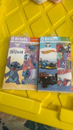 Disney Stitch & Hot Wheels Kids Briefs Bundle