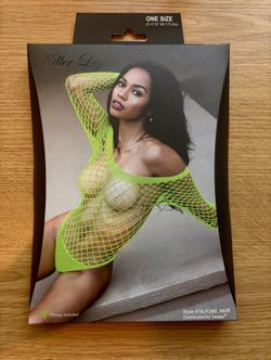 Neon Green Fishnet Bodysuit