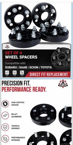 Wheel Spacer Set of 4-1 inch 4-5x100-5x100mm Hub Centric Adapter 56.1mm Bore - M12 x 1.25 1 Inches - Compatible with Subaru, Saab - GT 86, BRZ, Imprez