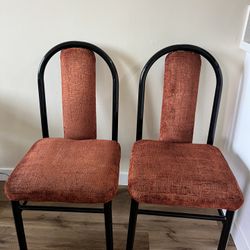 Pair Of Post Modern 1980s Orange Dining Chairs 