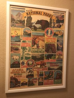 Framed national parks poster