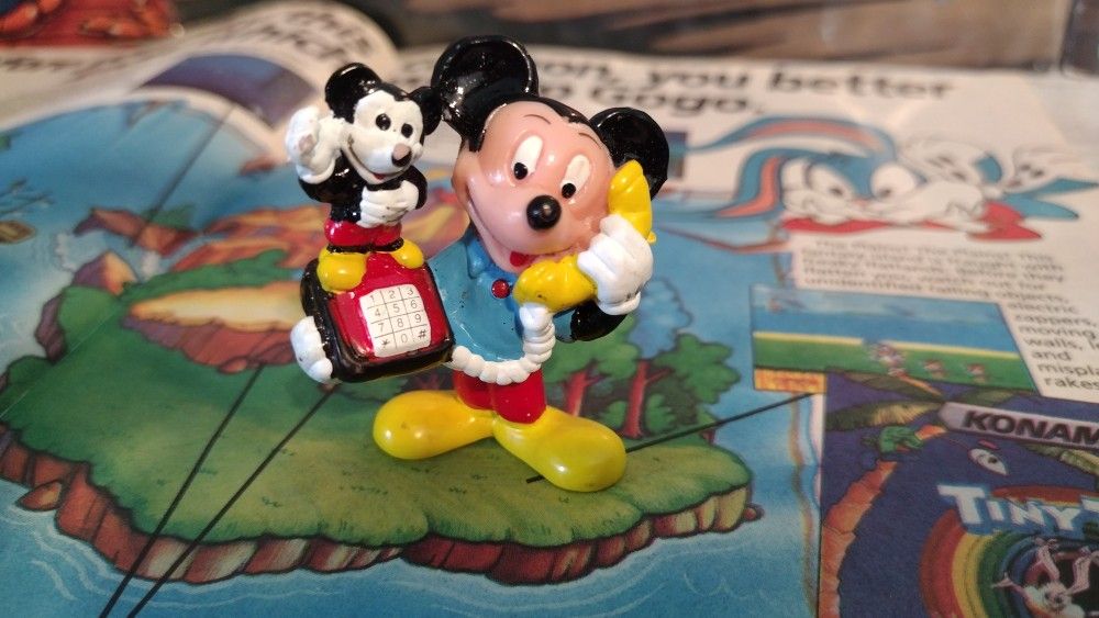 1980's Disney Mickey Mouse Telephone PVC Toy Figure Phone Call 