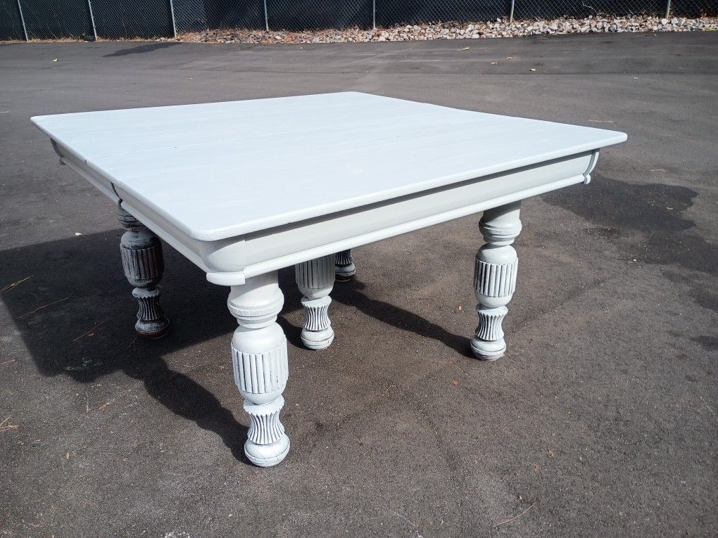 Solid Wood Table With 5 Chunky Legs 