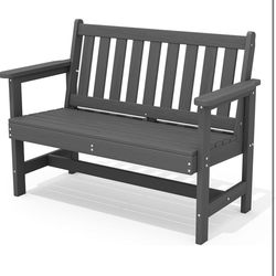 New in box SERWALL Outdoor Bench, HDPE Outdoor Benches Weatherproof, 2-Person Garden Bench with 660 lbs Weight Capacity, Patio Benches for Outdoors, G