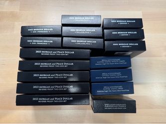Various American Eagle Proof, Morgan and Peace Silver Coins