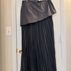 Asymmetric Patchwork  Chiffon Pleated Maxi Skirt Size Large