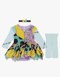 Nightmare Before Christmas Sally Baby Girls Dress Tights and Headband 3 Piece 6-12 Months