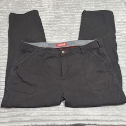 Coleman Flannel Lined Pants Mens 42x32Black Red Flannel Straight Work Outdoor