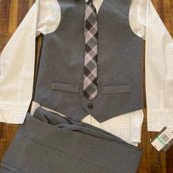 Gray Vest Suit Outfit With  Tie Size 8
