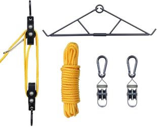 Deer Hanger Kit, Elk Hoist Pulley Lifting System, Max to 600LB, Bucket for Skinning with Anti-Wear Resistant Rope, Deer Hunting Accessory for Deer Mea