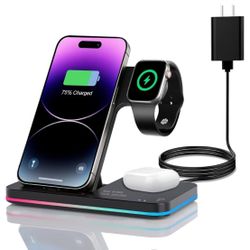 New 3 In 1  Wireless Foldable Portable Apple Charger 