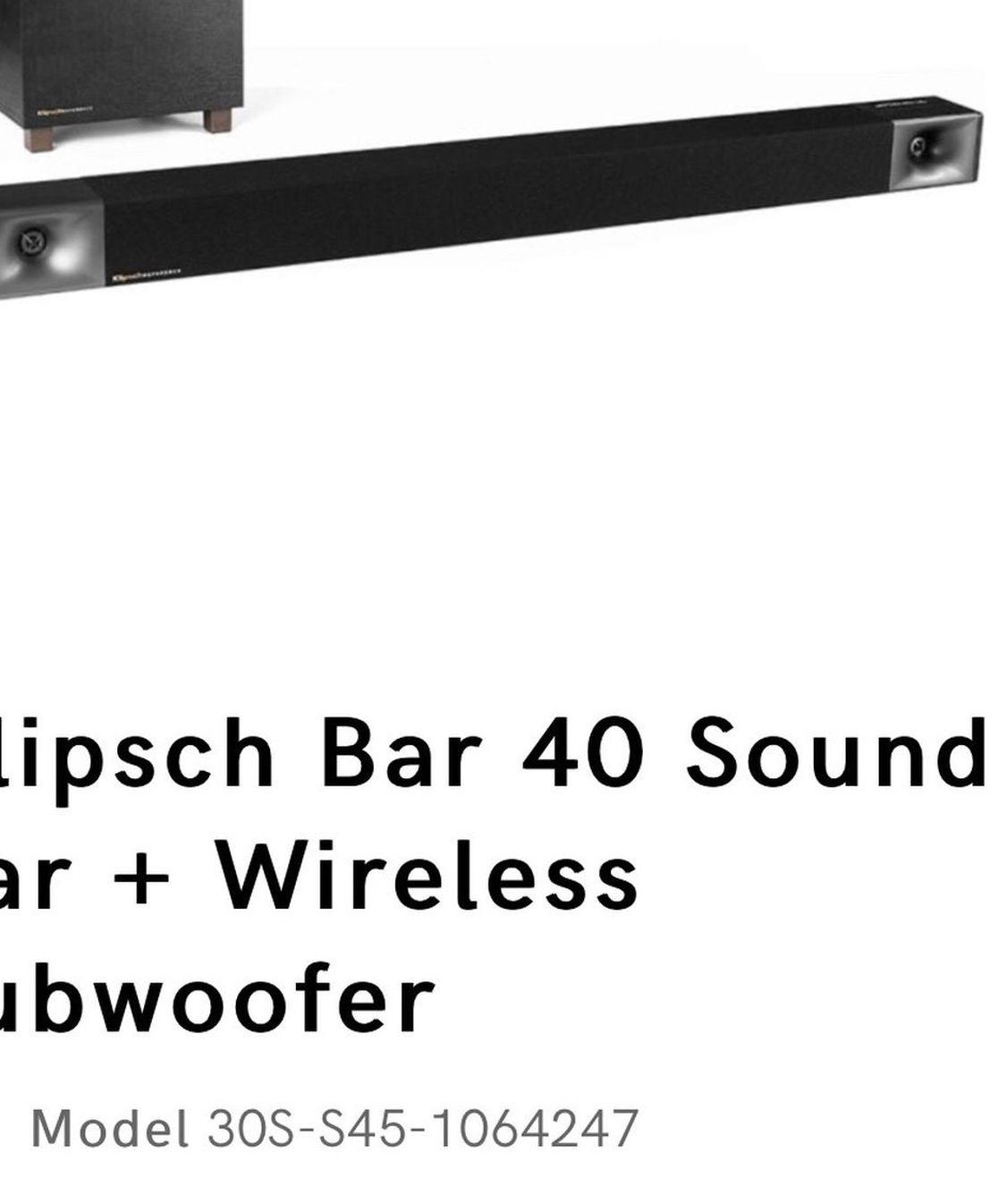 klipsch bar 40 sound bar + wireless subwoofer