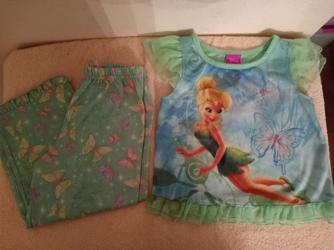 Disney Tinker Bell PJ's Small Girl Size 4T