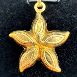 14k yellow gold Italy Starfish beach flower pendant charm