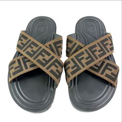 Authentic Fendi Zucca Cross Strap Sandals