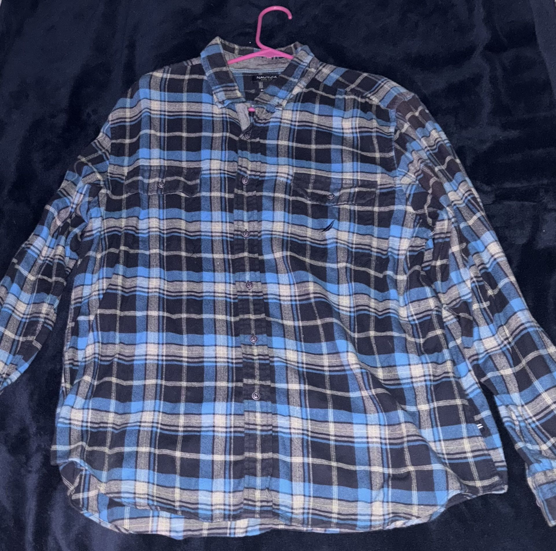 Nautica Slim Fit Plaid Button Down Long Sleeve Shirt (Men’s Size XL)