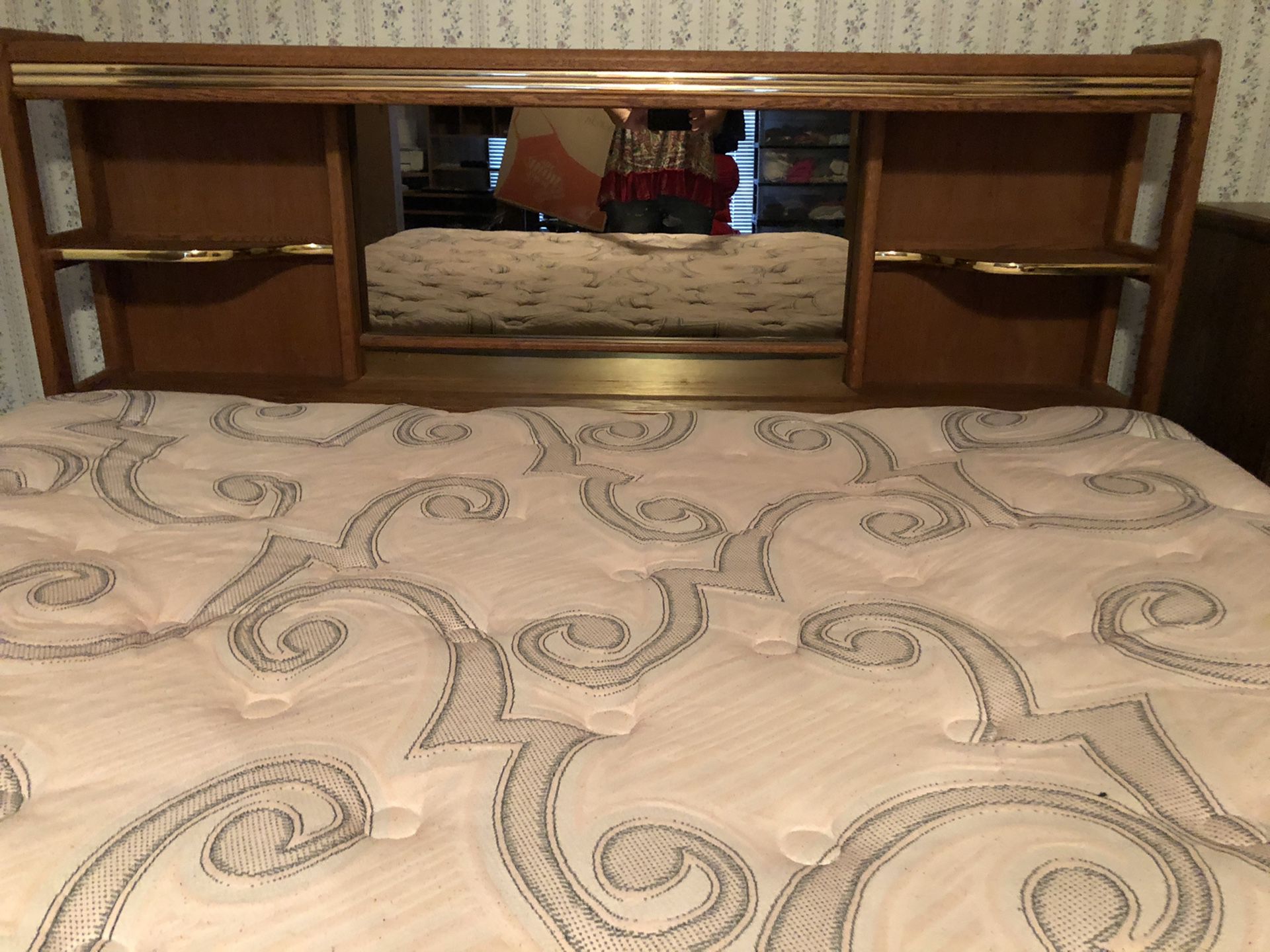 King size, solid oak, lighted waterbed frame. (No mattress) $300.00
