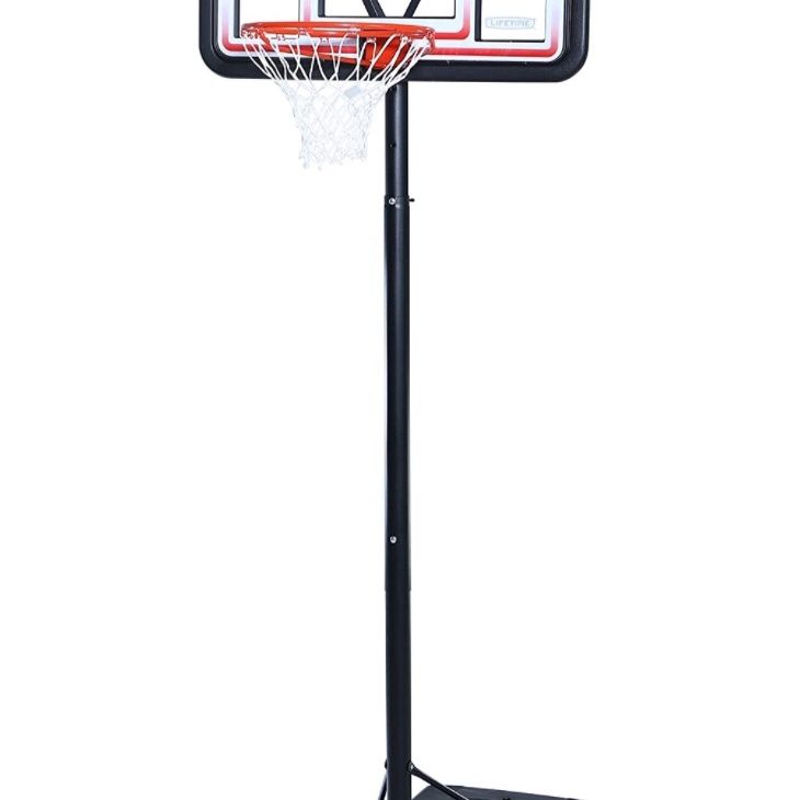 Lifetime 1269 Pro Court Height Adjustable Portable Basketball System 44inch Backboard Red/white