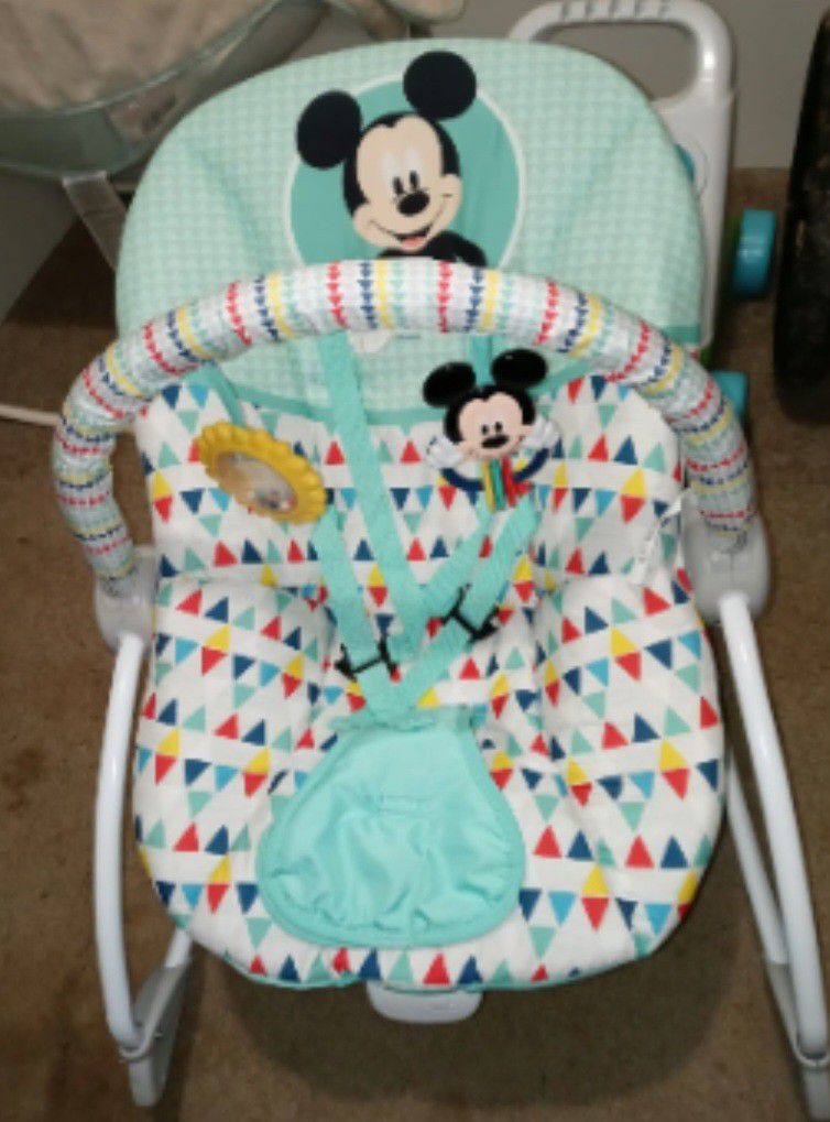 Disney Babies 2 In 1 Infant & Toddler Vibrating  Rocking Chair 