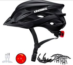 Bike Helmet with USB Rechargeable Light & Replacement Pads & Visor