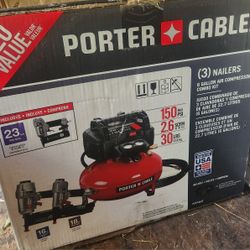 porter cable 6 gal pancake compressor with 3 nailers